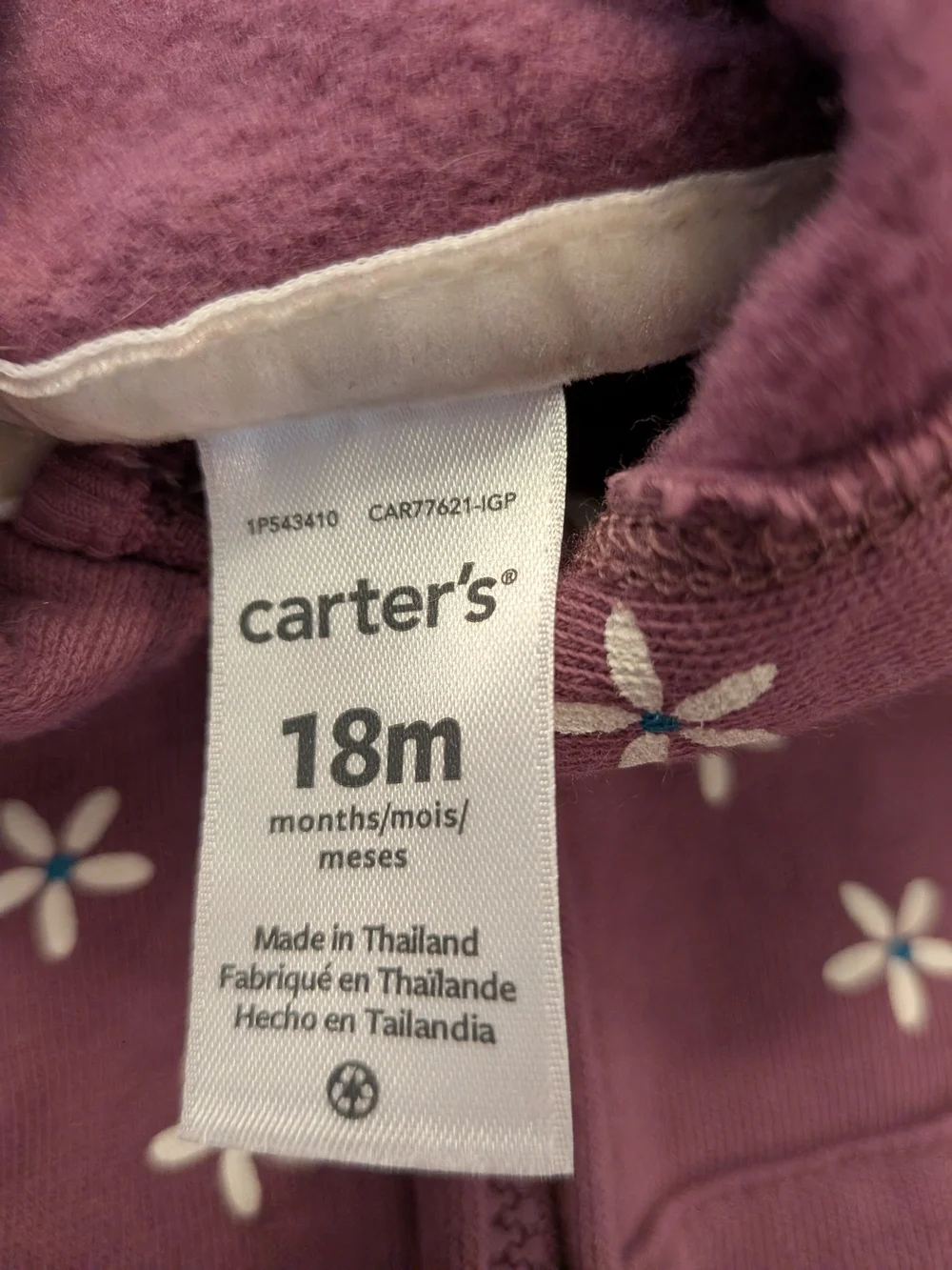 Carter's Purple Floral Zip Hoodie